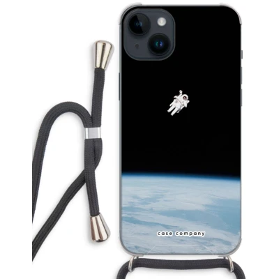Afbeelding van Case Company® hoesje met Koord geschikt voor iPhone 14 Plus Alone in Space Telefoonhoesje Zwart Extra Bescherming aan alle Kanten en Over de Schermrand
