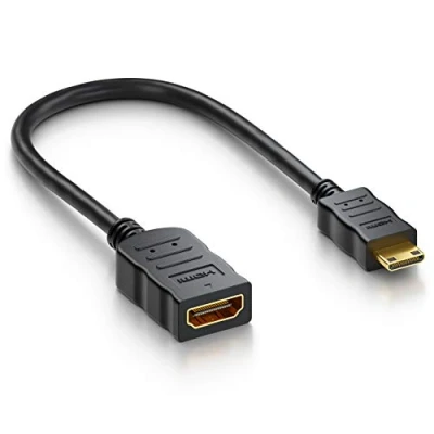 Afbeelding van deleyCON Adapter Mini HDMI kabel Portsaver mannelijk naar vrouwelijk contacten verguld audio video transmissie 4K UHD 2160p Full HD 1080p