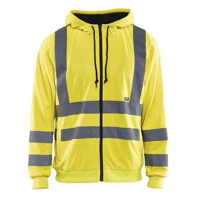 Image de Sweat zippé à capuche haute visibilité jaune fluorescent