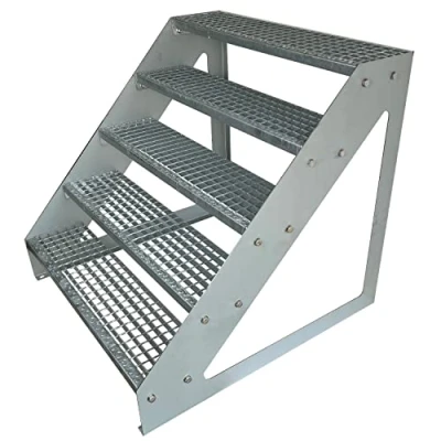 Afbeelding van Kaminbau Mierzwa Hoogwaardige verzinkte stalen trap 5 roostertreden (breedte 80 cm) (hoogte 95 weerbestendig