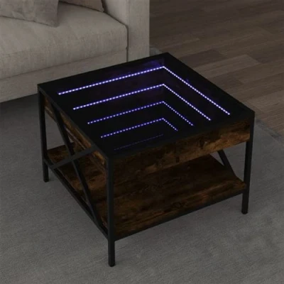Image de vidaXL Table basse avec LED Infinity chêne fumé 50x50x38 cm847699