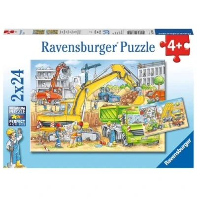 Afbeelding van Ravensburger Hard aan het werk Twee puzzels van 24 stukjes kinderpuzzel