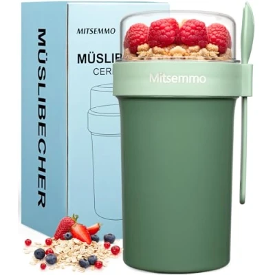 Afbeelding van Mitsemmo Mueslibeker om mee te nemen, 760 ml + 230 ml, mueslibeker, yoghurtbeker soepbeker, mueslikom, mueslidoos, doos