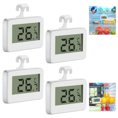 Afbeelding van VFANDV Set van 4 digitale koelkastthermometers met lcd display, waterdicht, ideaal voor binnen en vriezer, buiten, huis, café, bar