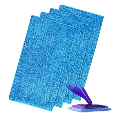 Afbeelding van FINEVERNEK 4 stuks herbruikbare doekjes voor Swiffer WetJet Wood, dweilpads van microvezel het reinigen en vochtige of droge vloeren, tegels marmer