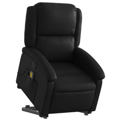 Image de vidaXL Fauteuil inclinable de massage Noir Similicuir3204437