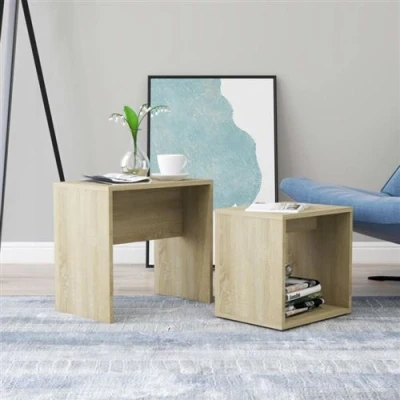 Afbeelding van Salontafelset 48x30x45 cm spaanplaat sonoma eikenkleurig