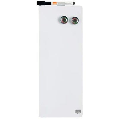 Image de Nobo Mini Tableau Blanc Magnétique, Effaçable à Sec, Sans Cadre, Fixations Murales, Porte Marqueur Intégré, Maison/Bureau, 140 x 360 mm, Blanc, 1903764