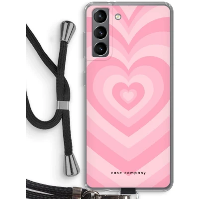 Afbeelding van Case Company® hoesje met Koord geschikt voor Samsung Galaxy S21 Hart Roos Telefoonhoesje Zwart Bescherming aan alle Kanten en Over de Schermrand