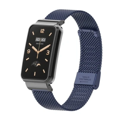 Afbeelding van Milanese bandje met case Donkerblauw Xiaomi Smart band 7 Pro