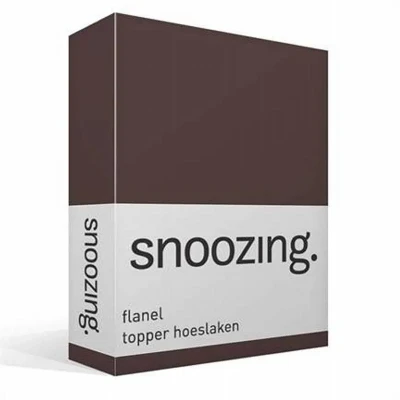 Afbeelding van Snoozing Flanel Hoeslaken Topper Lits jumeaux 200x200 cm Bruin