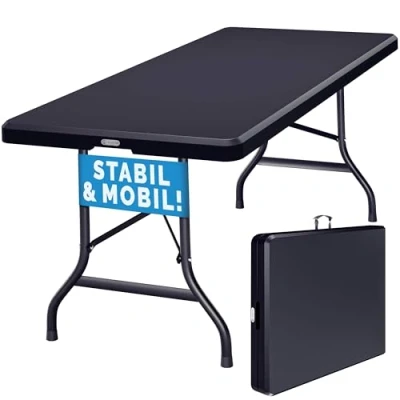 Afbeelding van Buffettafel Zwart Kunststof 183x76cm Opvouwbaar