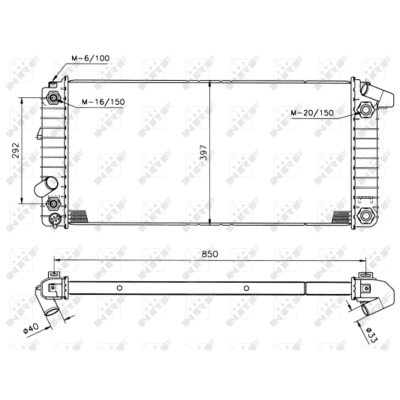 Afbeelding van NRF 50208 Radiateur Aluminium 774 383 32 Met aanbouwdelen Koelribben gesoldeerd