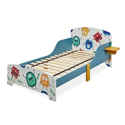 Afbeelding van Relaxdays peuterbed 140x70 kinderbed met lattenbodem jongensbed juniorbed meisje
