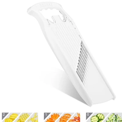 Afbeelding van Börner Mandoline Ideale wafel en rimpelsnijder 3 snijdiktes BPA vrij Roestvrij Wit