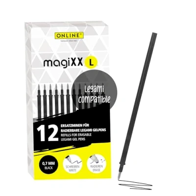 Afbeelding van Online 12 stuks uitwisbare reservevullingen compatibel met Legami magiXX L gelpennen, zwart, lijndikte 0,7 mm, gelpenvulling, gelpenvulling incl