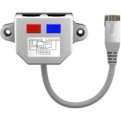 Afbeelding van Goobay LAN kabelverdeler (netwerkverdubbelaar), Y adapter 2x CAT 5 Ethernet bedrading: 1x 8 pins n