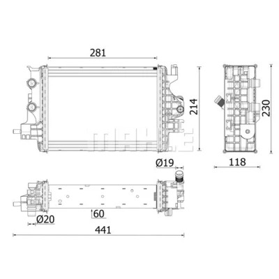 Afbeelding van MAHLE ORIGINAL CR 2634 000P Radiateur Aluminium 281 214 60 Koelribben gesoldeerd