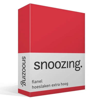 Afbeelding van Snoozing Flanel Hoeslaken Extra Hoog Tweepersoons 120x200 cm Rood