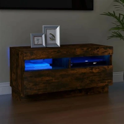 Afbeelding van Tv meubel met LED verlichting 80x35x40 cm gerookt eikenkleurig