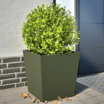 Afbeelding van vidaXL Plantenbakken 2 st 50x50x50 cm staal olijfgroen