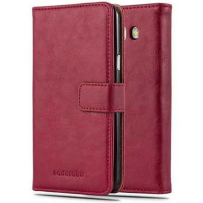 Afbeelding van Cadorabo Hoesje geschikt voor Samsung Galaxy J7 2016 in WIJN ROOD Beschermhoes met magnetische sluiting, standfunctie en kaartvakje Book Case Cover Etui