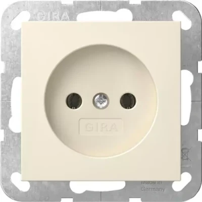Afbeelding van GIRA wandcontactdoos ZONDER randaarde inbouw 1V wit (creme) 448001