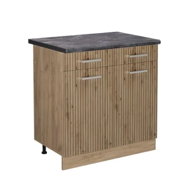 Afbeelding van Vicco Keukenonderkast R Line, Artisanaal eiken/Krachtige eik goud, 80 cm , WB Antraciet