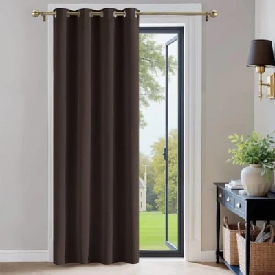 Afbeelding van Pony Dance ondoorzichtige gordijn voor woonkamer Een kleurige gordijnen, gordijnen met oogjes, effen, warmte isolerend, nachtwerk, L 132 x H 210 cm, 1 stuk, bruin
