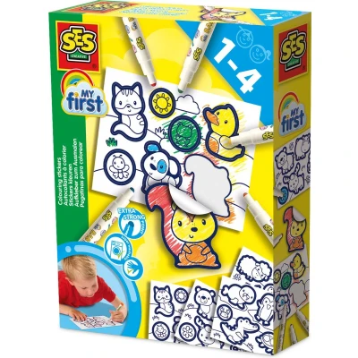 Afbeelding van SES Creative 14475 My First Stickers inkleuren Makkelijk te kleuren met dikke zwarte randen 26 Maken