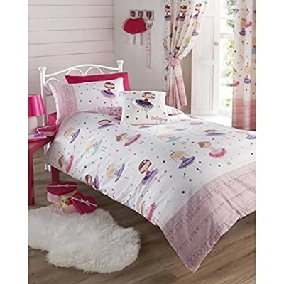 Afbeelding van Kids Club Ballerina Kinderbeddengoedset van katoen en polyester, dekbedovertrek kussensloop, roze
