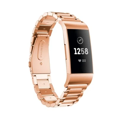 Afbeelding van Fitbit Charge 3 &amp; 4 metalen bandje Rosé Goud Horlogebandje
