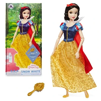 Afbeelding van Disney Store Pop voor kinderen, Sneeuwwitje en de zeven dwergen, 29 cm, met borstel gevormde details, volledig beweegbaar speelgoed glitterjurk, geschikt kinderen vanaf 3 jaar