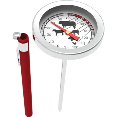 Afbeelding van Browin 100600 Kookthermometer van roestvrij staal, met grafische schaal 0 120 C, voor het koken, roken en koken vlees