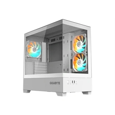 Image de Gigabyte C201 PANORAMIC ICE Mid tower micro ATX panneau latéral fenêtré (verre trempé) pas d&#039;alimentation noir USB/Audio