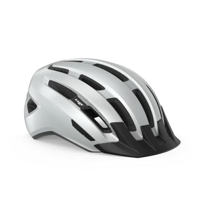 Afbeelding van MET Downtown Fietshelm Mannen &amp; Vrouwen Racefiets Volwassenen E Bike Trekking Maat M/L (58 61cm) White Glossy (Wit)