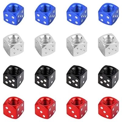 Afbeelding van Ventieldoppen voor banden, 16 stuks, aluminium, Franse ventieldop, vrachtwagen, motorfiets, fiets, zwart, wit, rood, blauw