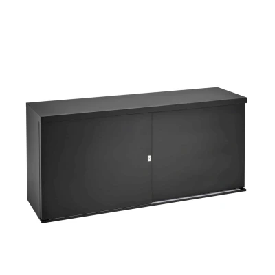 Afbeelding van Lage schuifdeurkast 72,50x166x40 Wit met topblad Noten Hickory