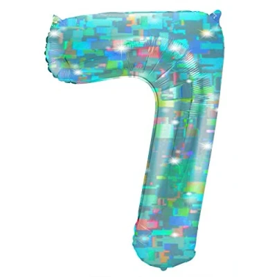 Afbeelding van Helium Ballon cijfer 7 Galactic Aqua 101cm