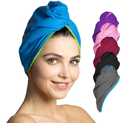 Afbeelding van Microfiber haar tulband, speciale tulband handdoek voor zacht en snel drogen, gemengde volwassene, 2 stuks, blauw groen