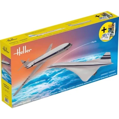 Afbeelding van 1:100 Heller 50333 Caravelle and Concorde Planes Plastic Modelbouwpakket