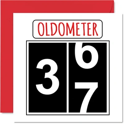 Afbeelding van Grappige verjaardagskaart voor mannen en vrouwen, oldometer, papa, moeder, zoon, dochter, broer, zus, oom, tante, neef, 145 mm x mm, wenskaart 37e verjaardag