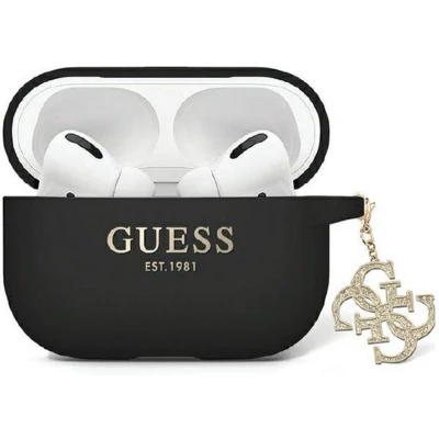 Afbeelding van Guess Glitter Charm Silicone Case Geschikt voor Apple Airpods Pro 2 (2e gen) Zwart