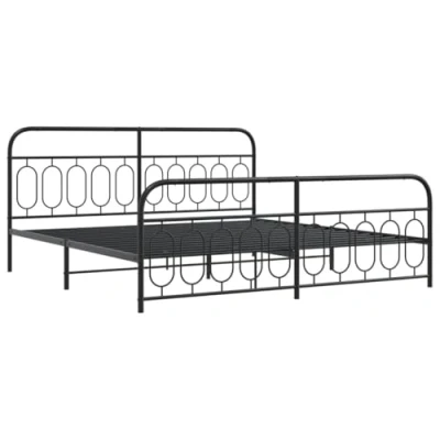 Afbeelding van Bedframe met hoofd en voeteneinde metaal zwart 200x200 cm