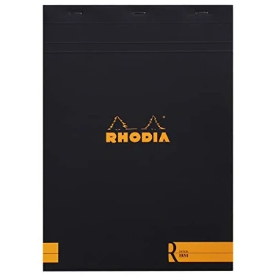 Afbeelding van RHODIA Basics 182012C notitieblok met nietjes &quot;Le R&quot; nr. 18, zwart A4 gelinieerd 70 vellen verwijderbaar lichtfontainer papier ivoorkleurig 90 g/m? omslag fluweelachtig gevoel