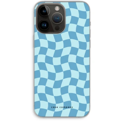 Afbeelding van Case Company® hoesje geschikt voor iPhone 14 Pro Max Grid Blauw Soft Cover Telefoonhoesje Bescherming aan alle Kanten en Schermrand