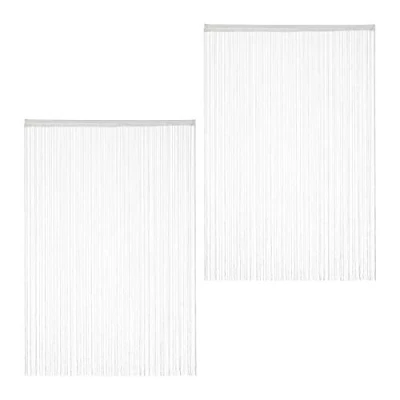 Afbeelding van Relaxdays draadgordijn wit deurgordijn 250 cm gordijn van draad roomdivider Pak 2 145x245cm