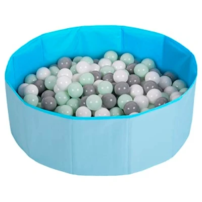 Afbeelding van Selonis Meerkleurig Ballenbad Opvouwbaar Kinderzwembad 200 Ballen, Blauw: Wit/Grijs/Mint