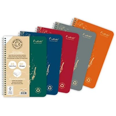 Afbeelding van Forever 68412C Un Carnet à Spirale 100% Recyclé (une marque de Clairefontaine) A5 14,8x21 cm 120 Pages Détachables Petits Carreaux Papier Blanc 90 g Couverture Carte Recyclée