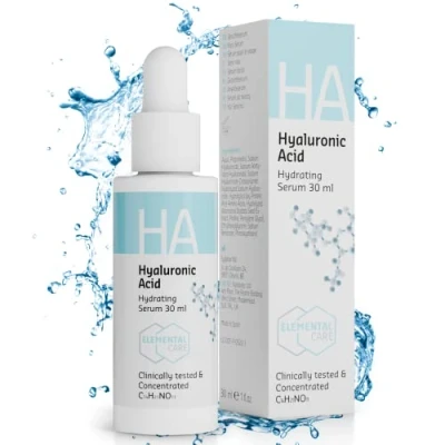 Afbeelding van Elemental Care Hyaluronzuur gezichtsserum 30 ml Anti Aging Hyaluronic Acid Serum Dezichtsverzorging met Onmiddellijk effect op rimpels tegen donkere kringen voor vrouwen en mannen